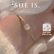 Stainless titanium women's bracelet, sparkling opal | October 20th gift for women | She Is. Accessor