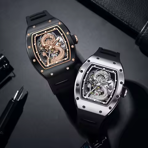 Dragon Casual Watch Elegant Automatic Mechanical Timepiece Coated Crystal Dial Matador Cyberpunk Sta