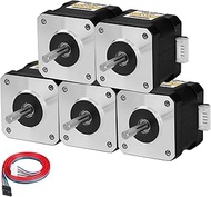 5Pack Nema 17 Stepper Motor 2 Phase 1.8‌°‌ 0.47Nm(66.56oz·in) High Torque Bipolar 38mm 1.7Ω 1.7A 4-W