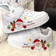 Santa Claus 2026 White Shoes Children Shoes Cartoon Boys Girls Sneakers Santa Claus Christmas 8.28