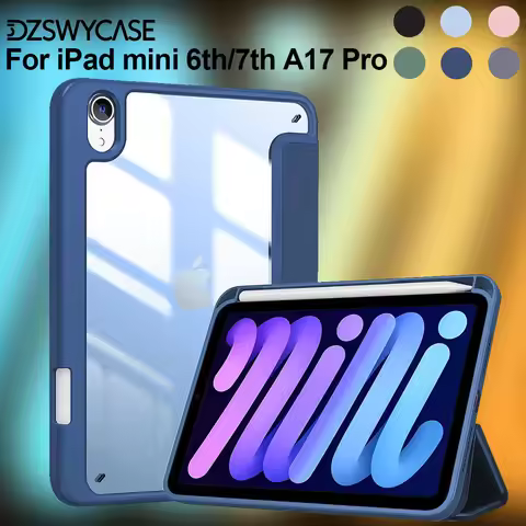 Case For iPad Mini 7 Case A17 Pro 2024/iPad Mini 6 Case 2021 8.3 Inch with Pencil Holder, Cover Back