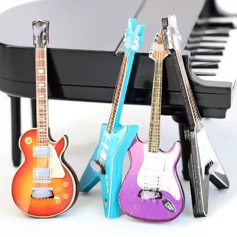 Hot Hot Sale 1/12 Dollhouse Guitar Toys Dollhouse Musical Instrument Model Dolls House Decoration Ac