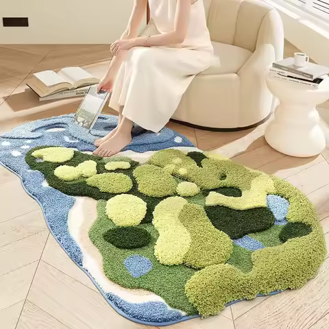 Luxury 3D Moss River Area Rug, Handmade Tufted Carpet, Modern Decorative Floor Mat, Non-Slip Rugs fo