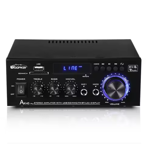 New 12V 220V 110V HiFi Digital Amplifier Max Power 90Wx2 Channel 2.0 Bluetooth Surround Sound AMP Sp