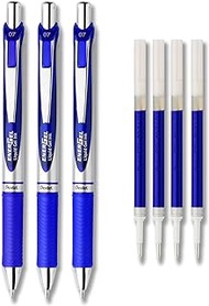 Pentel EnerGel Deluxe RTX Liquid Gel Ink Pen Set Kit, Pack of 3 with 4 Refills (Blue - 0.7mm)