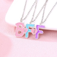 Taiwan Shipping Clavicle Chain Magnetic Love Heart Three-Person Style Stitching Letter BFF Necklace 