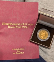 英女皇訪港金幣 有証書 Hong Kong Gold Coin Royal Visit 1986