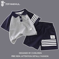 Children s Polo Shirt suit New Summer Thin Short sleeved Shorts suit Boys and Girls Korean Casual su