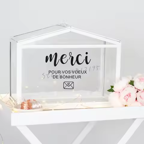 French Version Wedding Cards Box Vinyl Decal Wedding Sign Gifts Boxes Sticker Wedding Reception Than