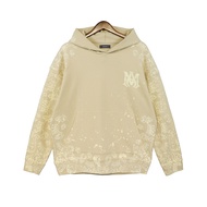 เสื้อสเวตเตอร์คอกลมทรงหลวมพิมพ์ลายดอกน้ำผึ้ง AMIRI ฤดูหนาว 2024 สำหรับผู้ชายและผู้หญิง ทรงหลวม ทรงหล