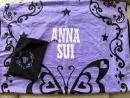 ANNA SUI 紫色蝴蝶圖案毛毯連收納袋