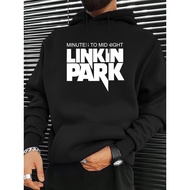 Linkin Park Men's "Minutes before Midnight" Pattern Hoodie-Gray Casual Long Sleeve Sweatshirt, Machi