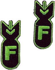 F Bomb Morale Patches – Set of 2 Embroidered Iron-On Flag Sew On Patch Applique (Neon Green on Black