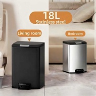 18L Household Stainless Pedal Trash Can with Cover Kitchen bedroom garbage bin with Separate Bin