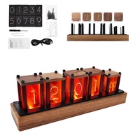รุ่นเดิม DIY ไม้ Nixie Tube นาฬิกาที่มีสีสัน RGB LED เรืองแสงสําหรับตกแต่งห้องเกมบรรจุหรูหราสําหรับไ