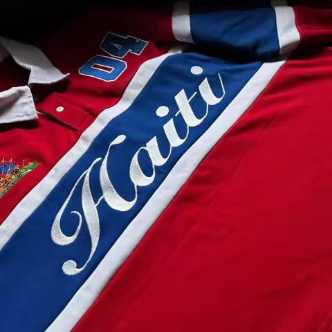 Y2K Vintage Polo Long Sleeve Haitian Embroidered Stripe Contrast Haitian Rugby Polo Streetwear Men A