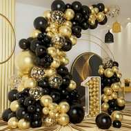 Black Gold Silver White Red Confetti Latex Balloon Arch Kit for 18th 30th 40th 50th 60th 70th Birthd
