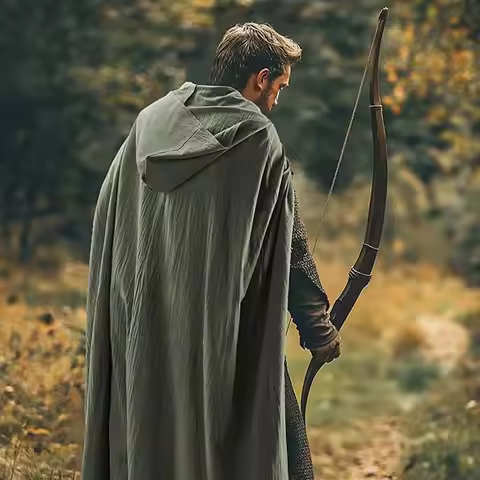 Medieval Hooded Cloak Linen Renaissance Cape With Hood - Halloween Hobbit Cosplay Witch Wizard LARP