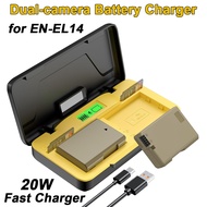 Dual-Slot Battery Charger for Nikon EN-E14 D3100 D3500 with SD Slot