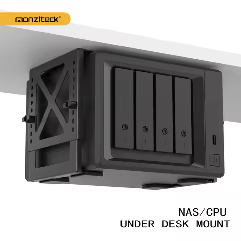 Monzlteck Adjustable Under Desk PC or NAS Mount Bracket Holder，Compatible with NAS,CPU,UPS,Small For