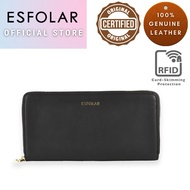ESFOLAR Women's Long Purse Wallet Zippered 15 Card Slots with RFID Anti Theft Protection (XY-1970)