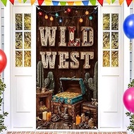 BlissYard Wild West Door Cover 71x35 Inch Cowboy Treasure Hunt Theme Party Supplies Rustic Western C