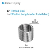 Wire Thread Inserts, M16x2 5D 24mm Length, 304 Stainless Steel Wire Screw Sleeve Insert Helical Type