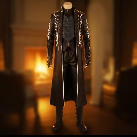 Hot Game DMC5 Cosplay Vergil Costume Nelo Complete Outfit with Boots Halloween Carnival Men Suit Jac