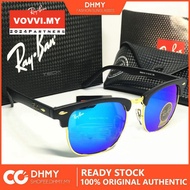 [Vovvi.my] 2024 Ray-Ban Brand New 100% Original Ray-Ban Rb3016 Clubmaster Black Blue Sunglasses-RAY