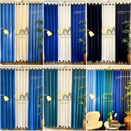 MADRAZO 3in1 Elegant Shades of Blue Curtain - 10RINGS 5FT up to 9FT - PREMIUM KATRINA FABRIC