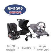 Chicco Sirio 012 Car Seat + Kwik One Stroller + Hoopla Baby Bouncer