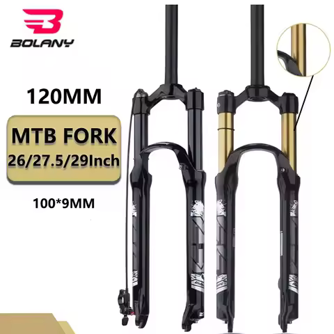 BOLANY Air Suspension Bike Fork 29 Mtb 26/27.5 Inch Mountain Bike Shock Absorber Straight/Tapered Bi