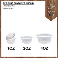 1oz /2oz /4oz PP Round Container [ 1 ctn ] - Disposable Plastic PP Food Container