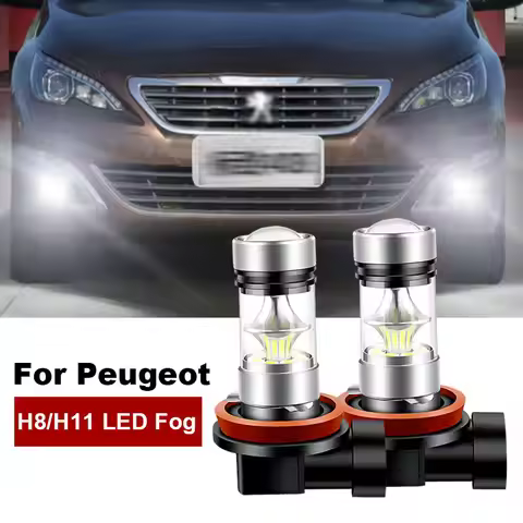 2x For Peugeot 408 2010-2016, For Peugeot 4008 2012-2013 LED H8 H11 Fog Light Bulb Car DRL Lamp 6000