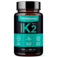 PhiNaturals Vitamin K2 MK7 100mcg Vegan – [60 Count] – – VIT k-2 MK-7 100 mcg from Natto Supplement 