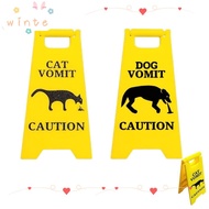 WINTE Dog Vomit Sign, Bright Yellow Cat Vomit Sign, Funny Warning Sign