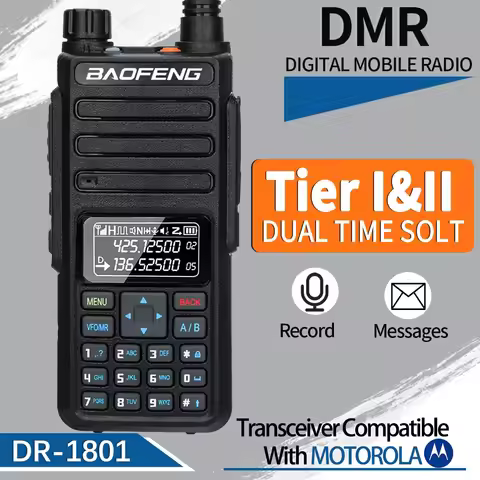 Baofeng DR-1801 DMR Digital Walkie Talkie Dual Time Slot Analog Tier 1&2 Long Range Dual Band 1024CH
