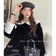 Soft Velvet Dress With Raw Lace Neck Baby - 23rd.September