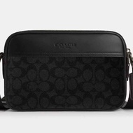 COACH Graham 斜背包，經典帆布黑色 CV921 QBMI5 - # Black
