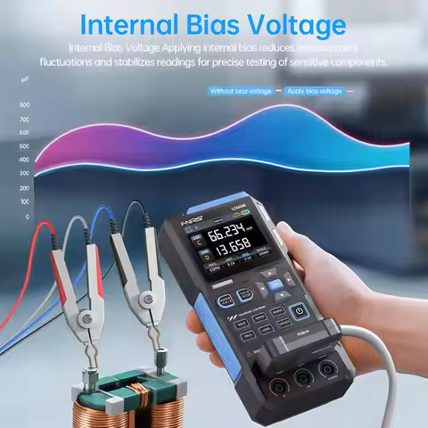 FNIRSI LC1020E Handheld LCR Meter ESR Tester 100Hz-100kHz Digital Bridge Capacitance Resistance Indu