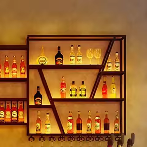 Modern Metal Shelf Bar Cabinet Display Liquor Bottle Wine Cabinets Hanging Whisky Storage Armario Pa