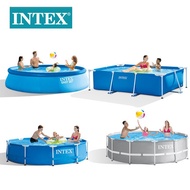 Set Kolam Renang Berbingkai Persegi dan Bulat INTEX, Kolam Renang Berbingkai Tiub, Kolam Renang Pers