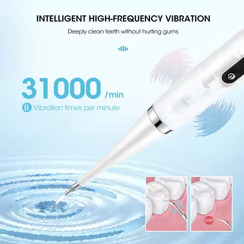 Electric Dental Scaler + 9D Teeth Whitening Strips Tooth Cleaner Whitener Set Tartar Stains Calculus