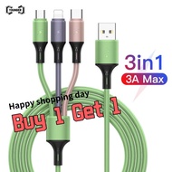 [Buy 1 Get 1]120cm Charging Cable 3 In 1 Silica Gel 3A For Android/Micro Usb/Type c Charging Cable/C