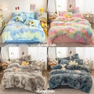 Cadar fluffy stain color style bedsheet 4pcs set queen king