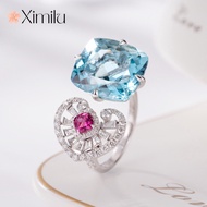 ❤ Romantic Creative Love Aquamarine Ring Female Fashion Aquamarine Jewelry