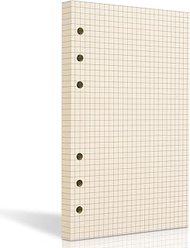 A6 Grid Refill Paper,6 Hole Punched,A6 Graph Rule Paper/Quad Rule Filler Paper for Filofax Planner/Binders/Organizer, 6.7x4.2 Inch,80 Sheets,Beige,100GSM (1)