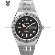 TIMEX TW2V00100 Men's Analog Watch Q Timex Reissue 38mm Day Date Analog Quartz SS Bracelet Black *Or