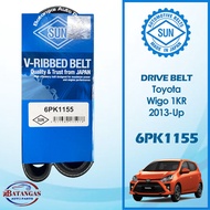 DRIVE BELT TOYOTA WIGO 1KR 2013-UP 6PK1155 SUN (ALTERNATOR + AIRCON + POWER STEERING)