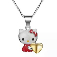 Kids Hello Kitty Necklace 925 Sliver Birthday Present Rantai Hello Kitty